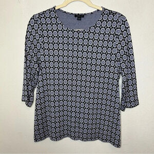 J. Jill Circle Print 3/4 Sleeve Blouse Size Medium Petite